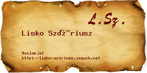 Lisko Szíriusz névjegykártya
